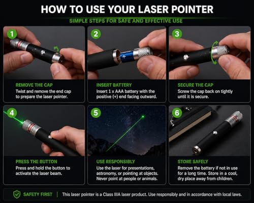 Generic Green Laser Pointer Pen with Star Caps - Image 3