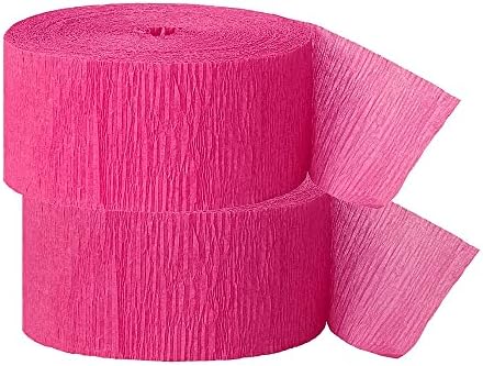 OCD Bargain Crepe Paper Streamer, 81 Feet (2 Piece) - Party Supplies for Parties, Baby Shower, Bridal Shower, Multi Colors (Hot Pink)