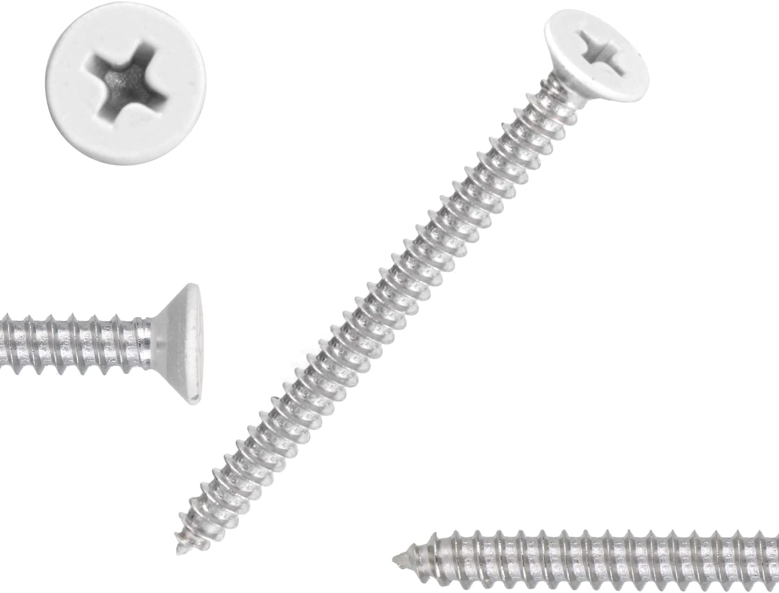 White Head 50 PCS #14X2-1/2(2.5 inch) Stainless Steel Phillips Flat Head Wood Screws,Stainless Steel 18-8 A2(304) Screw,Home Screw Kit by QISHENG