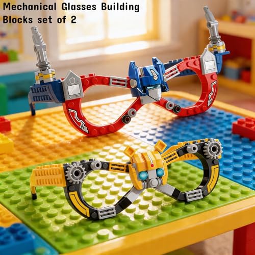 Image of Mechanical Glasses Building Blocks Set for Kids (Set of 2) | DIY Construction Toy with Movable Parts | STEM Learning Educational Toy | Creative Assembly Kit for Boys & Girls (Ages 3+)