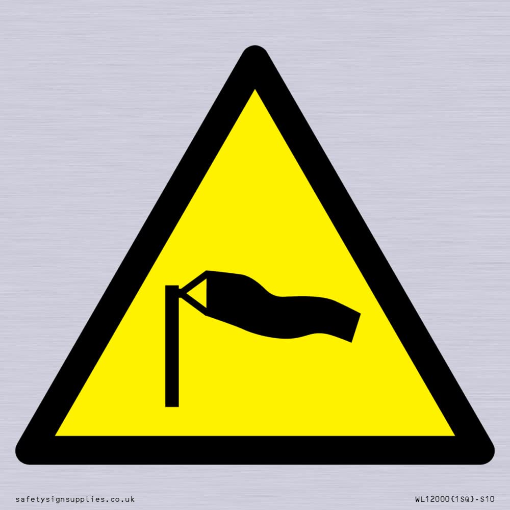 W064 Warning: Strong winds Sign - 100x100mm - S10