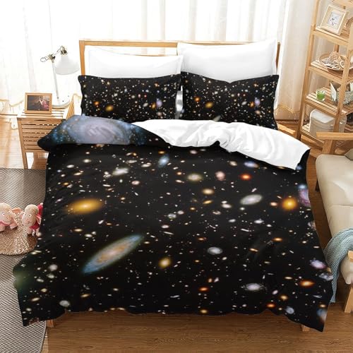 Housse de couette galaxie zippée pour lit simple 140x200 facile à enfiler - 2
