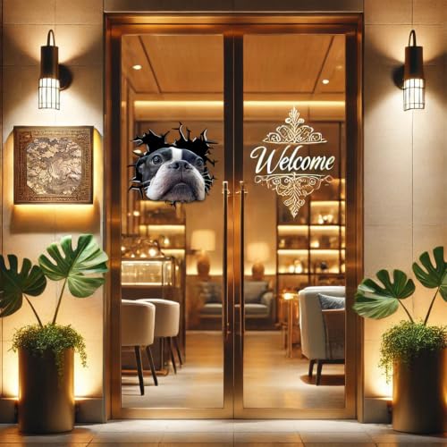 Image of Cute Dog Stickers for Car Window Decals Waterproof Funny Sticker (Boston Terrier Sticker)
