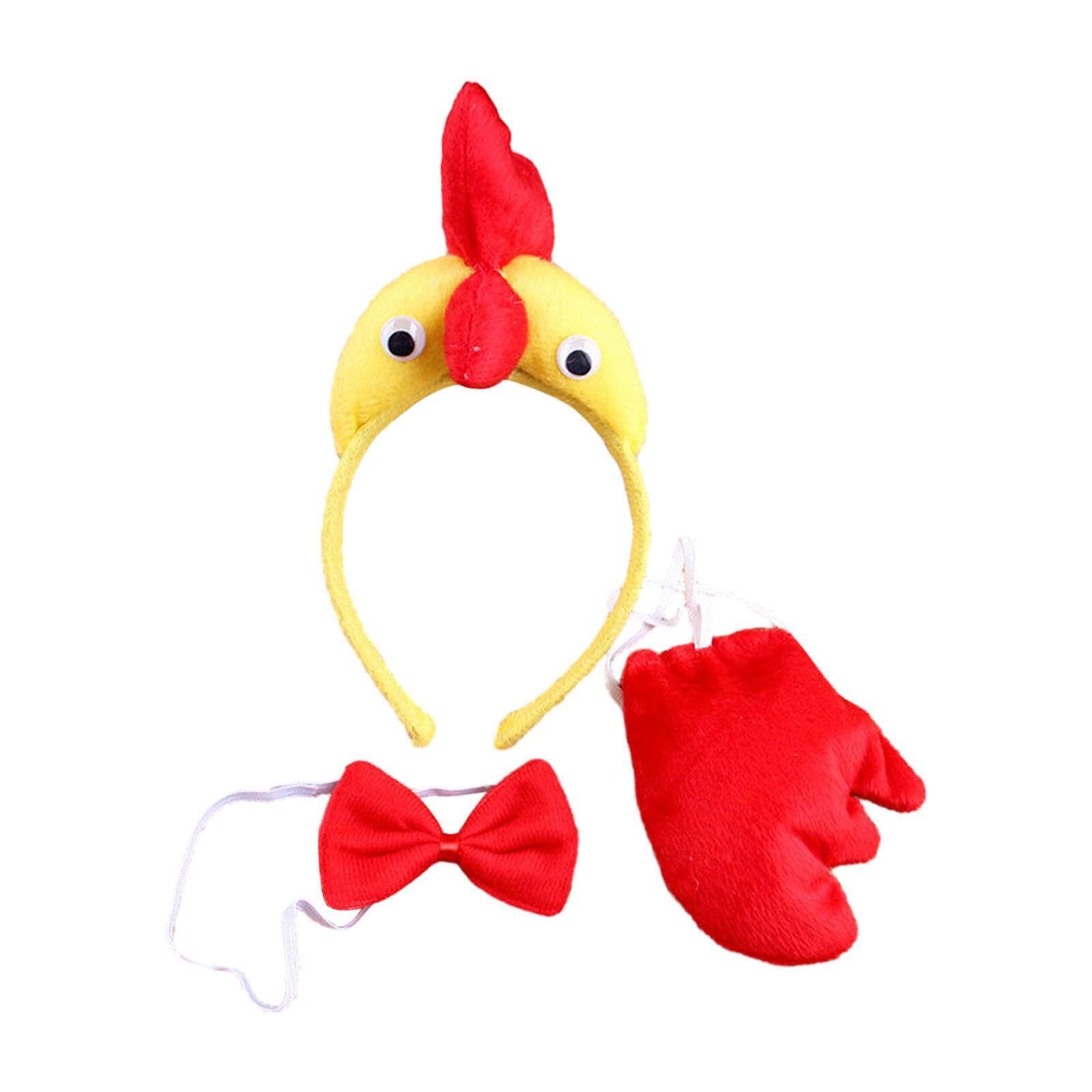 QUXVUIS Costume Tail Hairband Animal Headband Tail Bowtie Set Fashionable and Cute Role Playing During Halloween Costume Animal Face Women Headband Hairband Toys, Chick, 20x25cm