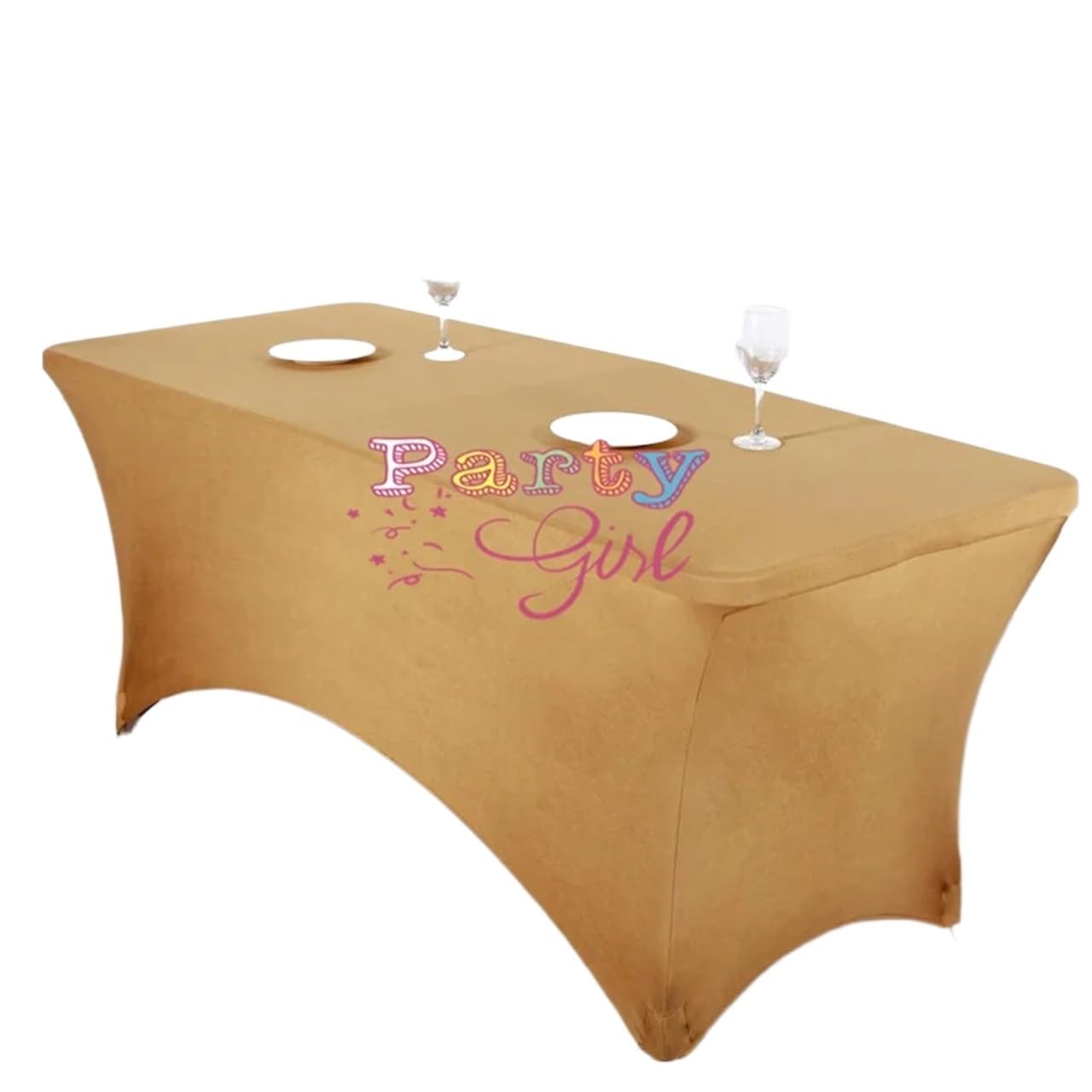 EKalgretrA Table Cloth Red Rectangle Fitted Stretch Spandex Table Cover Tablecloth Lycra Long Bar Cloth For Hotel Event(Gold,6ft-183x76x76cm)