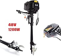 Vista 6 de Motor fuera de borda eléctrico de 48 V 1200 W, motor de 5 hélice de pesca para barco de arrastre para barcos inflables, canoas y barcos de pesca