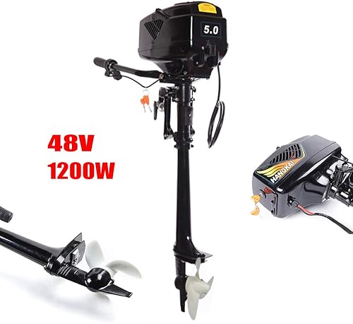 Miniatura 6 de Motor fuera de borda eléctrico de 48 V 1200 W, motor de 5 hélice de pesca para barco de arrastre para barcos inflables, canoas y barcos de pesca de