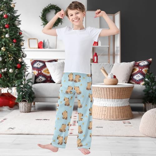 Boy's Pants Capybara Blue Yellow Orange Jogger Pants Elastic Waist Long Bottoms Trousers with Pockets 6-14 Years2