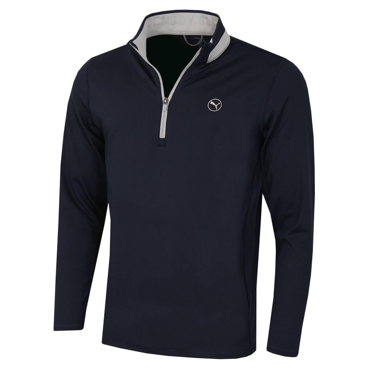 PUMA Golf Mens Lightweight 1/4 Zip Sweater - Navy Blazer-Ash Gray - L