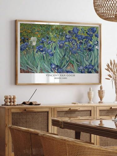 Peinture à l'huile d'iris vintage sur toile premium pour art mural de salon