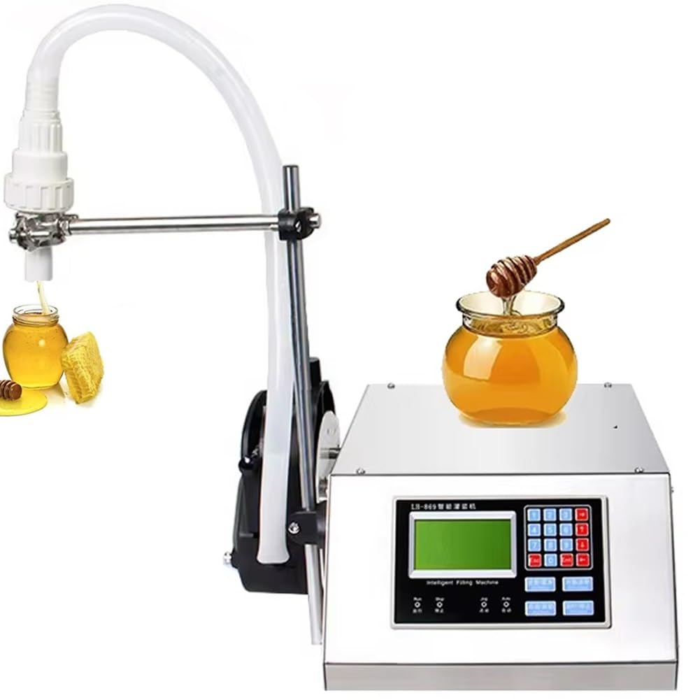Máquina llenadora automática de líquidos, llenadora de líquidos viscosos de 17 l/min con control digital, equipo de embotellado para procesamiento de miel, máquina llenadora y pesadora para miel, ac