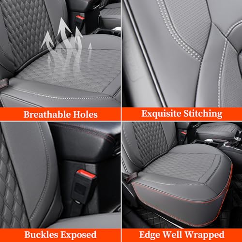 Image of Coverado Seat Covers for Jeep Wrangler, Leather Front Covers for Truck Automotive Wrangler Custom Fit for 2018-2026 Jeep Wrangler JL Seat Covers 4 Door Full Coverage(Gray)