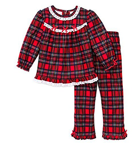 Little Me Baby Girl's Xmas Plaid Pajamas Sleepwear, Plaid, 6X