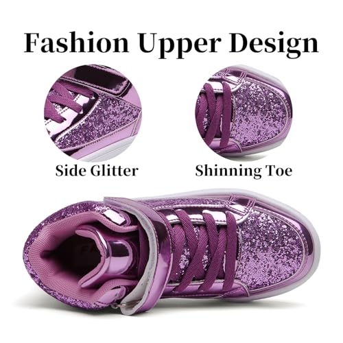 Nihaoya Unisex Kids High Top Sneakers Fashion Glitter Girls Running Shoes Casual Athletic Party Toddler Boys Tennis Shoes3