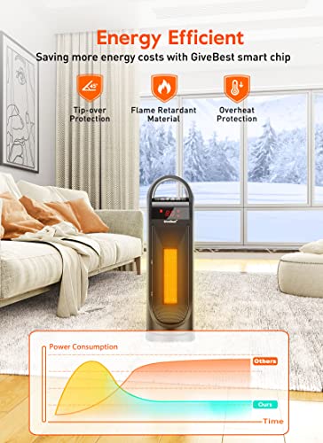 Givebest Space Heater For Large Room With Remote Control , 22" Oscillating Ceramic Tower Heater Etl Certified With Timer Overheat Protection Tip-Over Switch For Indoor Use #TOP1