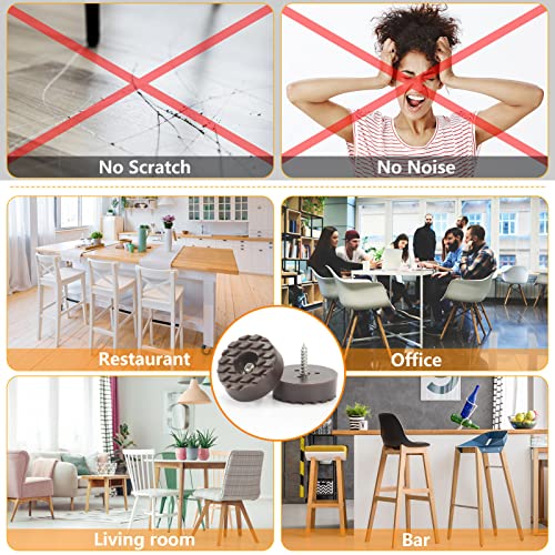 Screw-On Rubber Feet For Furniture - Floor Protector For Chair Leg - Sturdy Feet For Cutting Board Non Slip - Brown Furniture Pad For Hardwood Floor - Durable Furniture Rubber Bumper(0.7"-Brown-32Pcs) #TOP3