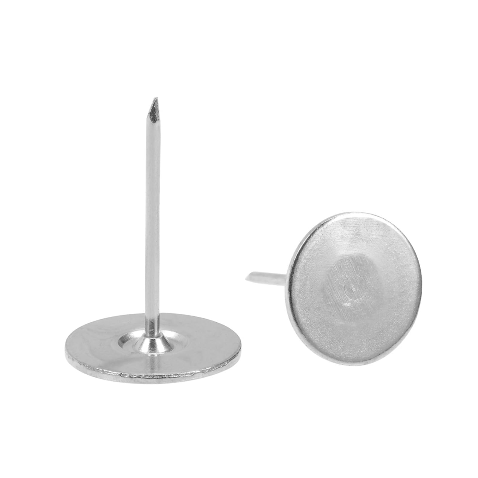 QUARKZMAN 60Pz Chiodi per Tappezzeria, Testa Piatta 19mmx30mm Puntine da Disegno Chiodi Decorativi per Lavagna Sughero Mobili, Puntine per Mobili, Divani, Testate, Argento