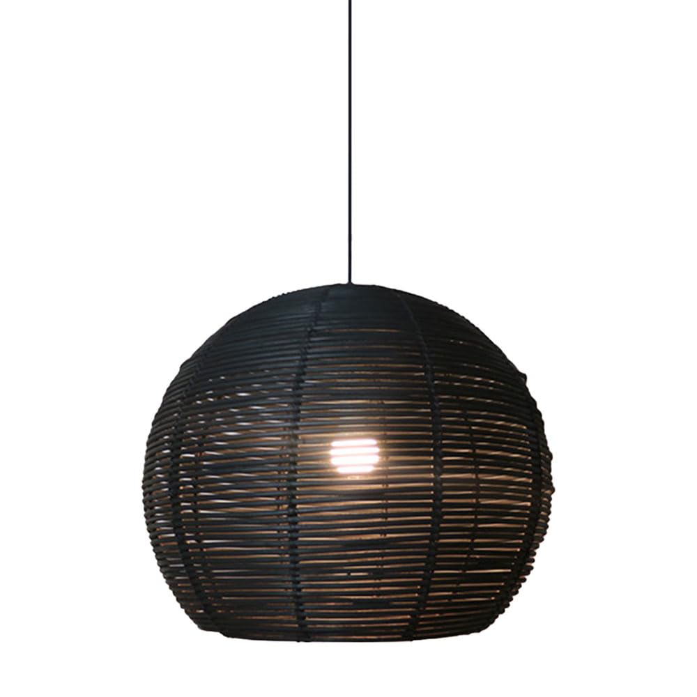 AYQJMD 19.7 Inch Pendant Light Fixture Round Adjustable Farmhouse Bamboo Pendant Lighting Ceiling Hanging Chandelier with Woven Lampshade or Restaurant Cafe Teahouse Bar Dining Room Club