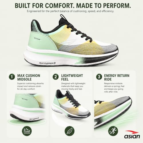 Image of ASIAN Hypercushion-09 Men's Running Shoes with Max Cushion Sole, Lace-Up Support, Lightweight Design for Running & Training