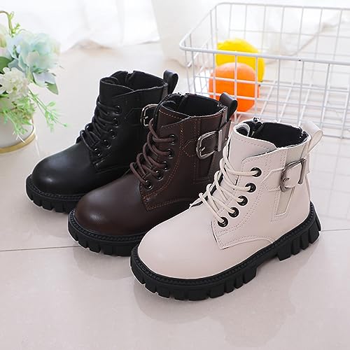 Girl's Combat Boots Ankle Booties Lace Up Side Zipper Riding Boots Faux Leather Short Booties (Little Kid/Big Kid)2
