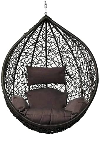 Image of Single Seater Swing Chair with Stand and Cushion Hammock Swing for Adult Outdoor Indoor Garden Living Room Balcony Hanging Chair (Brown)