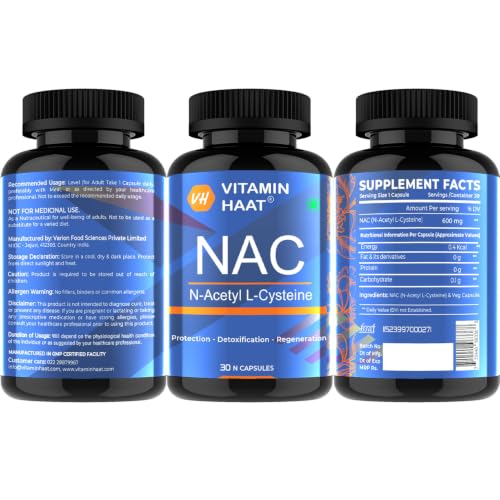 Image of NAC Supplement 600mg | N Acetyl L Cysteine Capsules | Glutathione Precursor & Antioxidant Formula | Respiratory Wellness Support | 30 Capsules by VitaminHaat