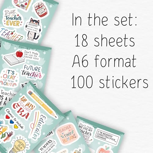100Pcs Funny Teacher Stickers for Laptop, Water Bottles and Planner - Funny Teacher Gifts Appreciation - Gift for Women & Men by BulbaCraft - Used condition - Image 2