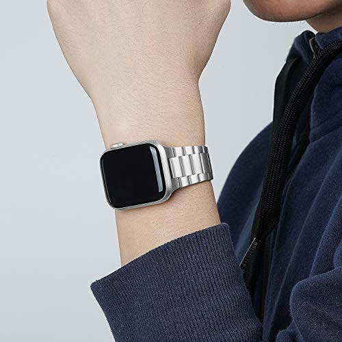 iiteeology Compatible with Apple Watch Band 49mm 45mm 44mm, Upgraded Solid Business Stainless Steel Band for Apple iWatch Series 9/8/7/Ultra,Silver - Thumbnail 7