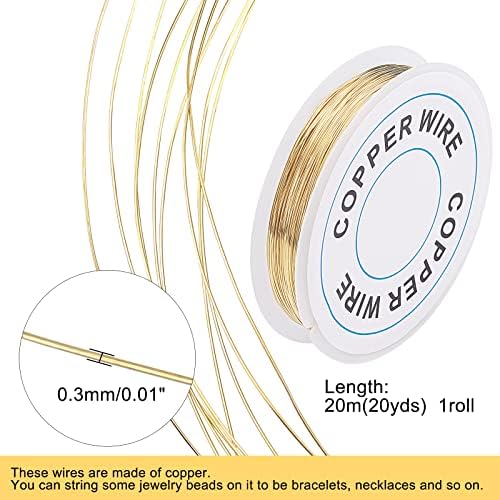 PandaHall Elite 26M 0.3mm Golden Copper Wire for Jewellery Making, Copper Craft Wire Tarnish Resistant Copper Beading Wire Gold Craft Jewelry Wire for Jewelry Making Supplies and Crafting, 28 Gauge