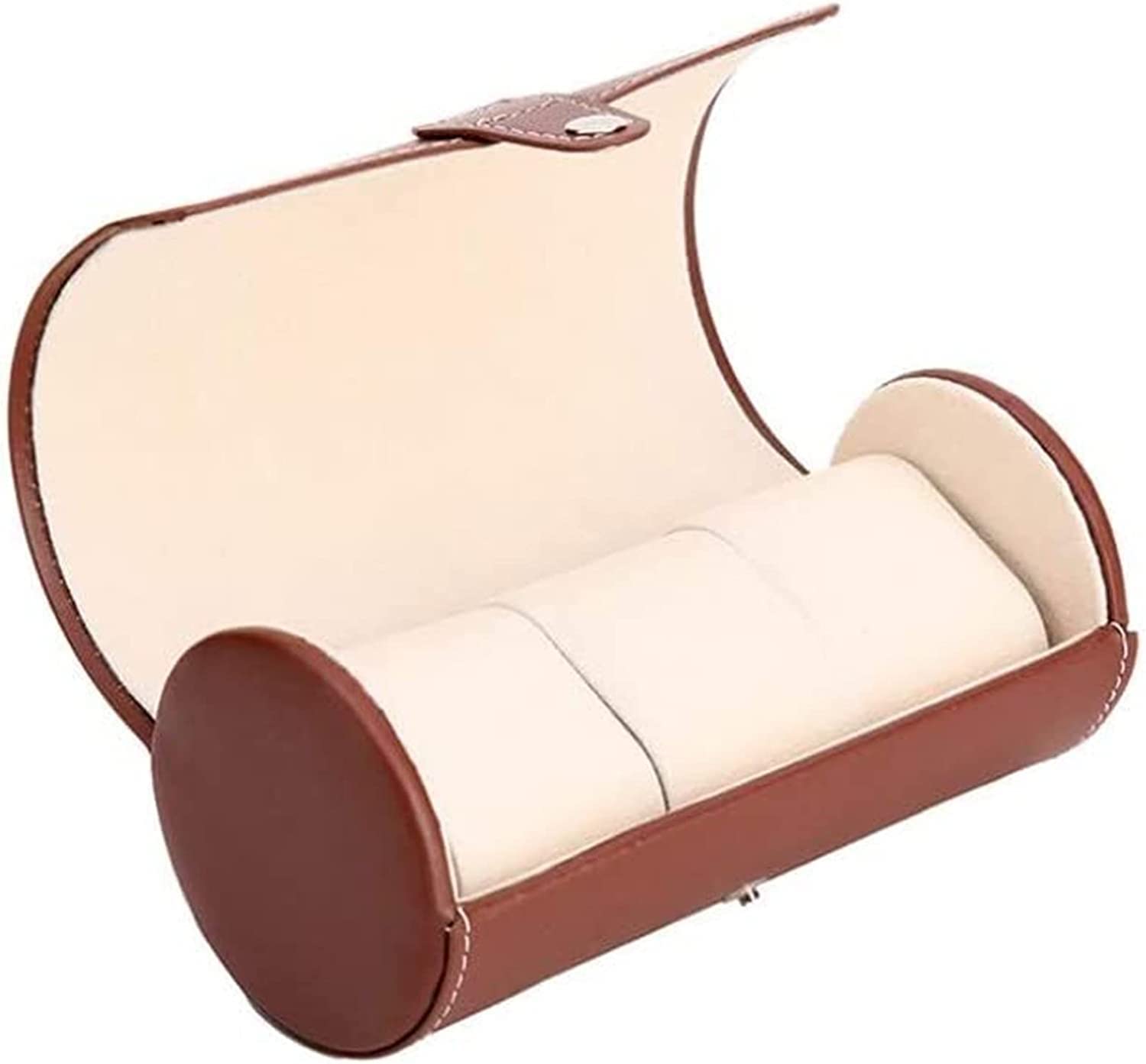 TIANQIHAO 3 Slots Roll Watch Protective Case Chic Portable Vintage Leather Display Watch Storage Box With Slide In Out Watch Organizers,Brown