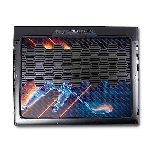 Image of MightySkins Carbon Fiber Skin Compatible with Alienware M18 R1 (2023) Full Wrap Kit - Glow Hockey | Protective, Durable Textured Carbon Fiber Finish | Easy to Apply & Change Styles | Made in The USA