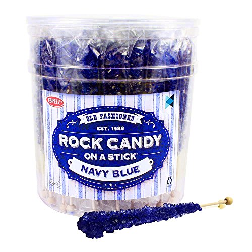 Extra Large Rock Candy Sticks: 48 Blueberry Lollipop - Navy Blue Rock Candy Sticks - Individually Wrapped - Espeez Rock Candy Sticks for Candy Buffet, Birthdays, Weddings, Receptions and Baby Shower