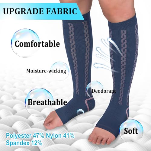 Image of 30-40mmHg Medical Graduated Compression Socks for Women&Men Circulation-Compression Stockings-Knee High Socks for Support,Hiking,Running