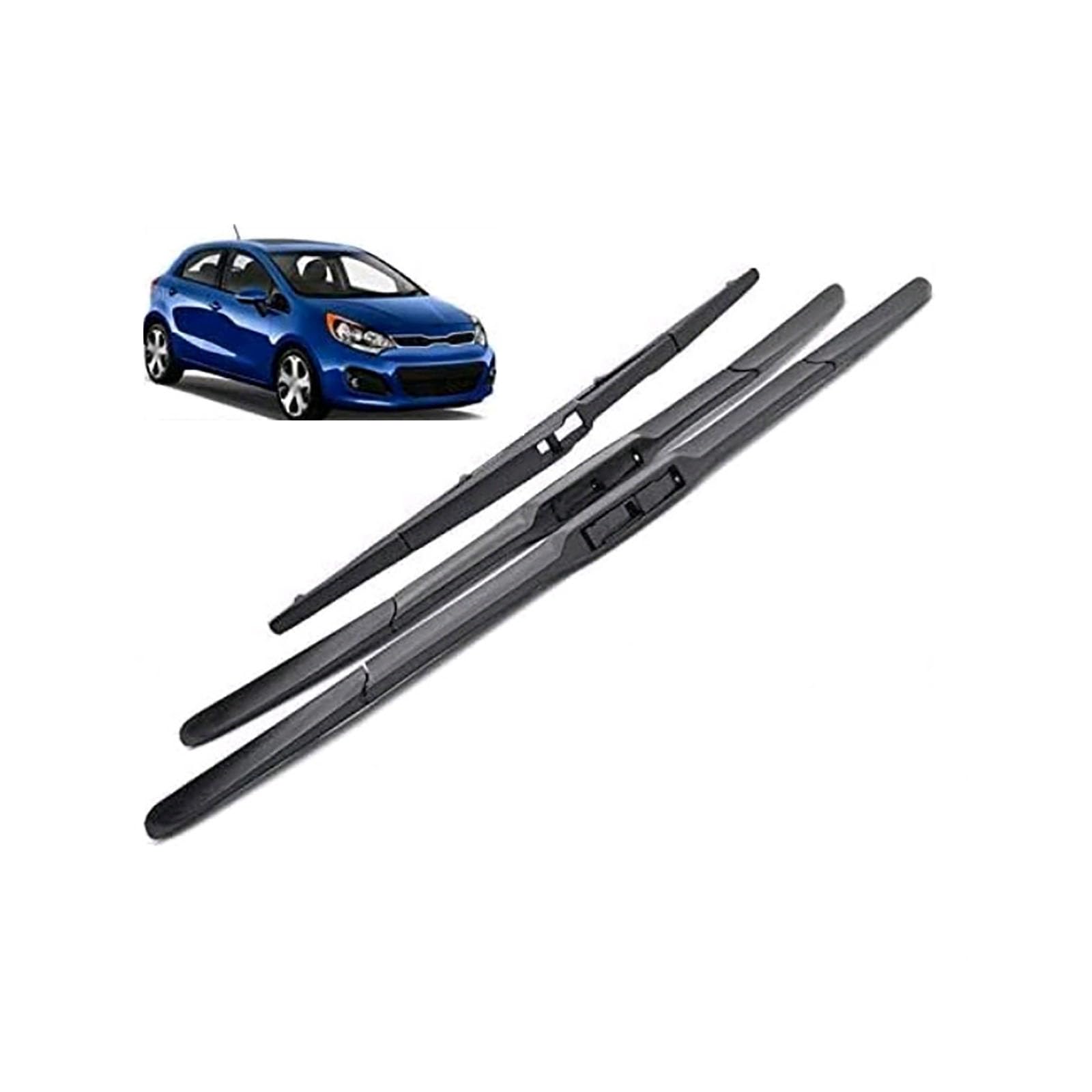 Balais d'essuie-glace Kia Rio Hatchback 2011-2017 anti-traces - Pack de 3 brosses avant arrière