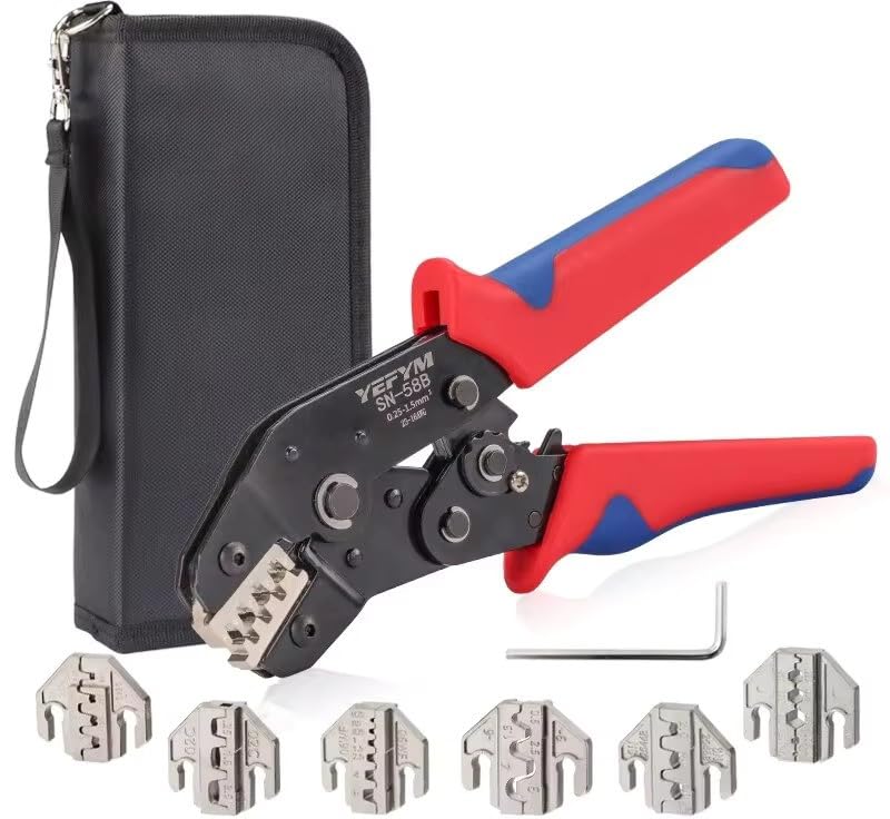 Ratcheting Crimping Tool Set, 9 Pieces, for Dupont JST MOLEX Connectors