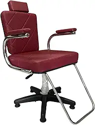 Cadeira para Salão de Beleza e Barbearia Modelo Matelassê com Pistão a Gás e Base Estrela – Suporta até 130kg (BORDO)