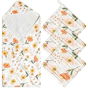 Zainpe 4Pcs Muslin Baby Hooded Towe...