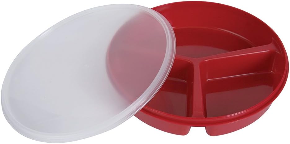 SP Ableware 745270004 Partitioned Scoop Dish with Lid, Red