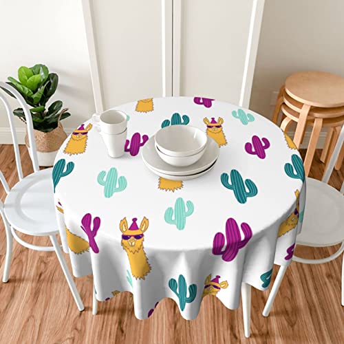 Alpaca Table Cloth Round Table Cover Wrinkle Resistant Waterproof Tablecloth 60 Inch Washable For Kitchen Party Picnic Fall Decorations For Home #TOP1