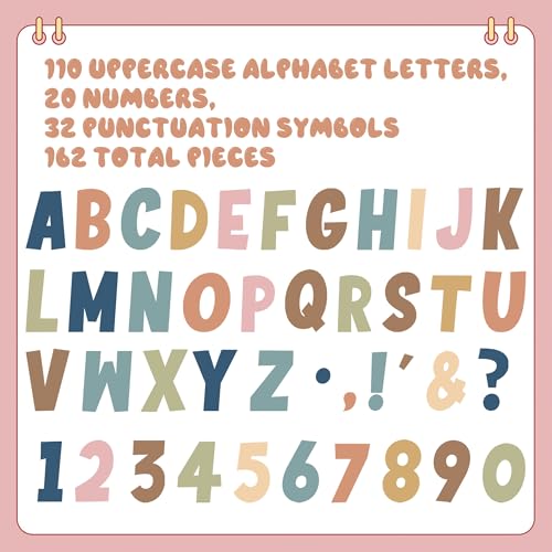 162 PCS 7" Bulletin Board Letters Set Large Boho Alphabet Numbers and Punctuation Cutouts Letters Classroom Alphabet Numbers Combo Set Letter Cutouts for Bulletin Board Display Classroom Wall Decor by Augisteen - Used condition - Image 3