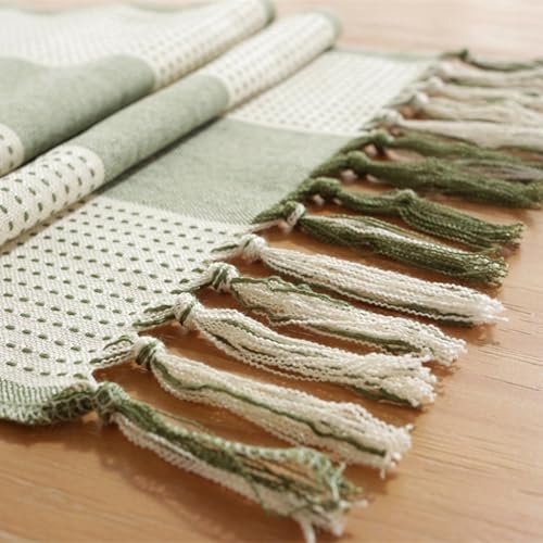 Table Runner with Tassels, Sage Green, 183x33cm, Braided Striped, Rustic Embroidery, Coffee Table Runner for Decorations, Weddings, Holidays - Image 6