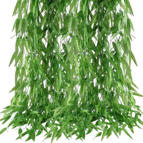 Minnhua 50 pcs 1.8M Saule Artificielle Lierre Plante Artificielle Lianes Guirlande Vigne Feuilles Fausse Saule Plantes Suspendu Decoration pour Mariage Balcons...