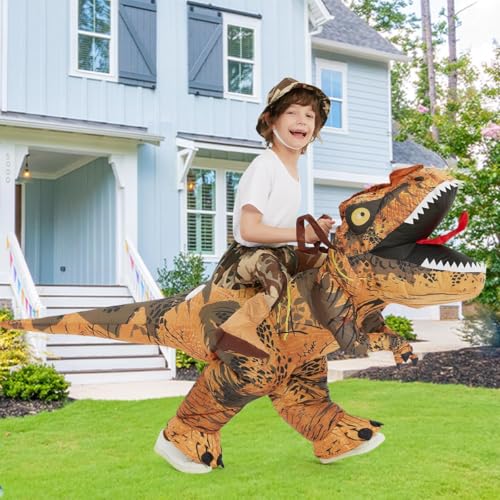 GOOSH Inflatable Dinosaur Costume Kids Halloween Blow up Costume for Boy Girl Funny Riding T Rex Costume for Party Cosplay2