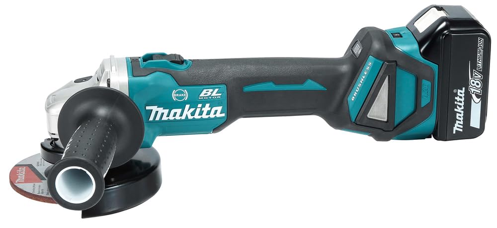 Makita DGA513RT3J akumulatorowa szlifierka kątowa 18 V z szybką ładowarką DC18RC, 3 x akumulatory 5,0 Ah w MAKPAC rozm. 3