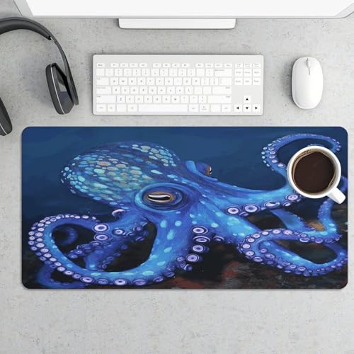 Blue Octopus Desk Mat No Resbalante Grande 60x30 cm miniatura 5