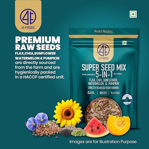 Image of 41 Foods Premium Seed Mix 5-in-1 | Flax, Chia, Pumpkin, Sunflower & Watermelon Seeds | 200g