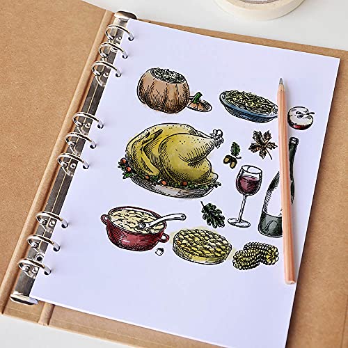 Thanksgiving Day Cooking Clear Stamp For Card Making, Dish Wine Corn Turkey Leaf Apple Autumn Fall Clear Rubber Stamp For Holiday Card Making Decoration And Diy Scrapbooking Album Diy Crafts #TOP4