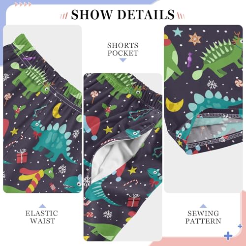 ZZXXB Christmas Dinosaur Berry Boys Long Pants Soft Trousers Elastic Waist Kids Lounge Bottoms with Pockets S-XL4