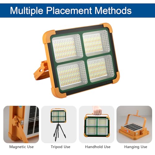 Image of Rechargeable Portable Solar Work Light, 16500mAh Magnetic Flood Battery, 120W, 10000LM Work Light, LED Camping Lights IP66, Waterproof for On-site Repair