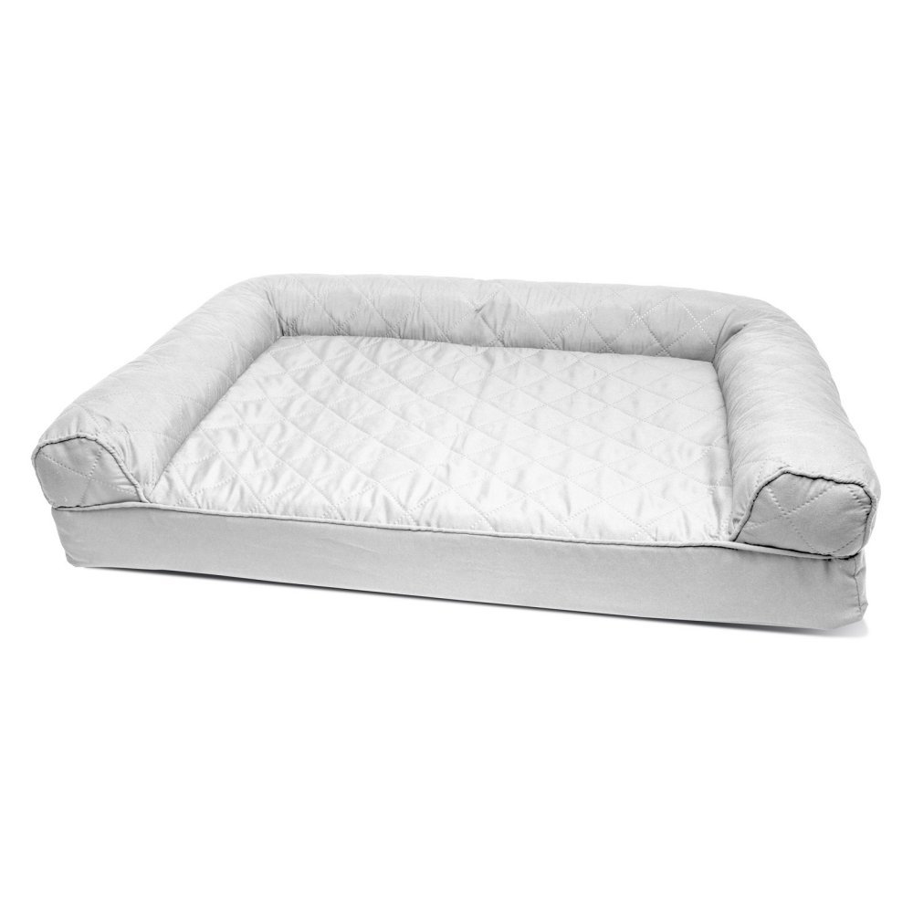 Furhaven Orthopedic Dog Bed for Medium/Small Dogs w/ Removable Bolsters & Washable Cover, For Dogs Up to 35 lbs - Quilted Sofa - Silver Gray, Medium